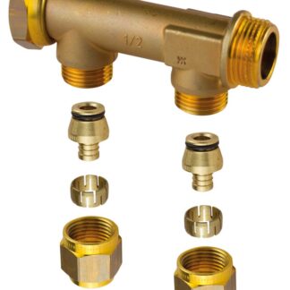Uponor fordelerrør m/oml 3/4''- 2x15mm gren