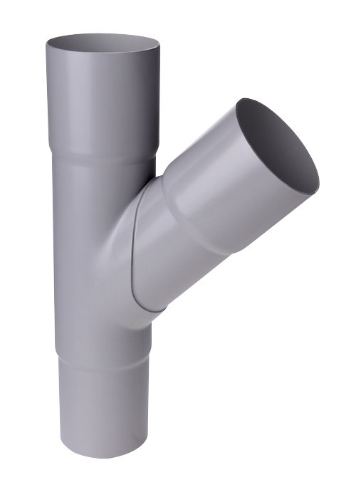 Plastmo grenrør, 90 mm, 45 grader, grå