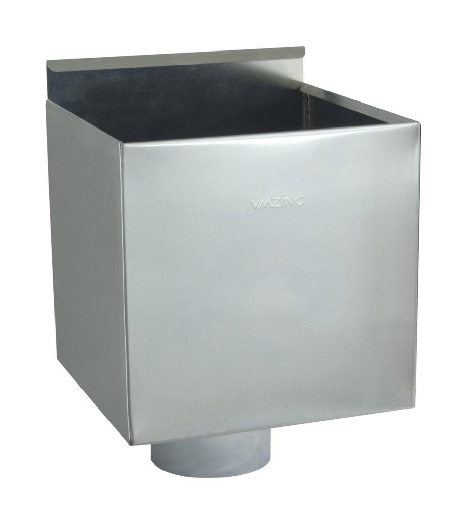 VM Zinc regnvandskasse 76 mm med studs 220x220x220 mm. Valsblank